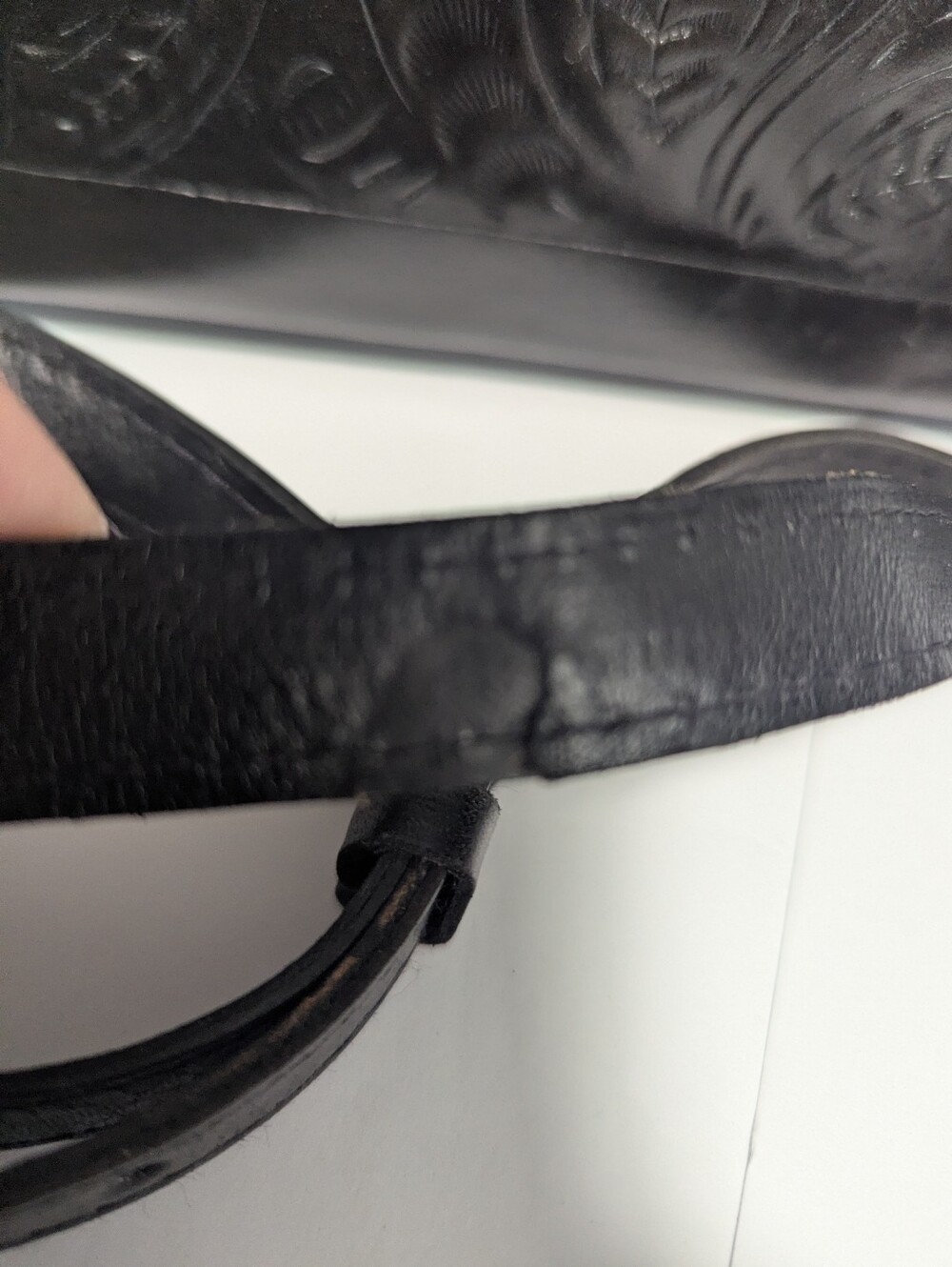 American West Black Western-Style Tooled Leather Satchel - Picture 10 of 10